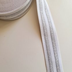 Резинка 5 см с люрексом "Белый/ серебро полоса"